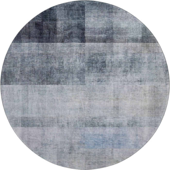 8' Abstract Washable Round Rug With UV Protection (649633) - Navy Blue / Ivory