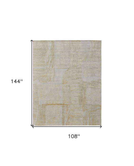 9' x 12' Modern Abstract Hand Woven Area Rug - Yellow And Ivory