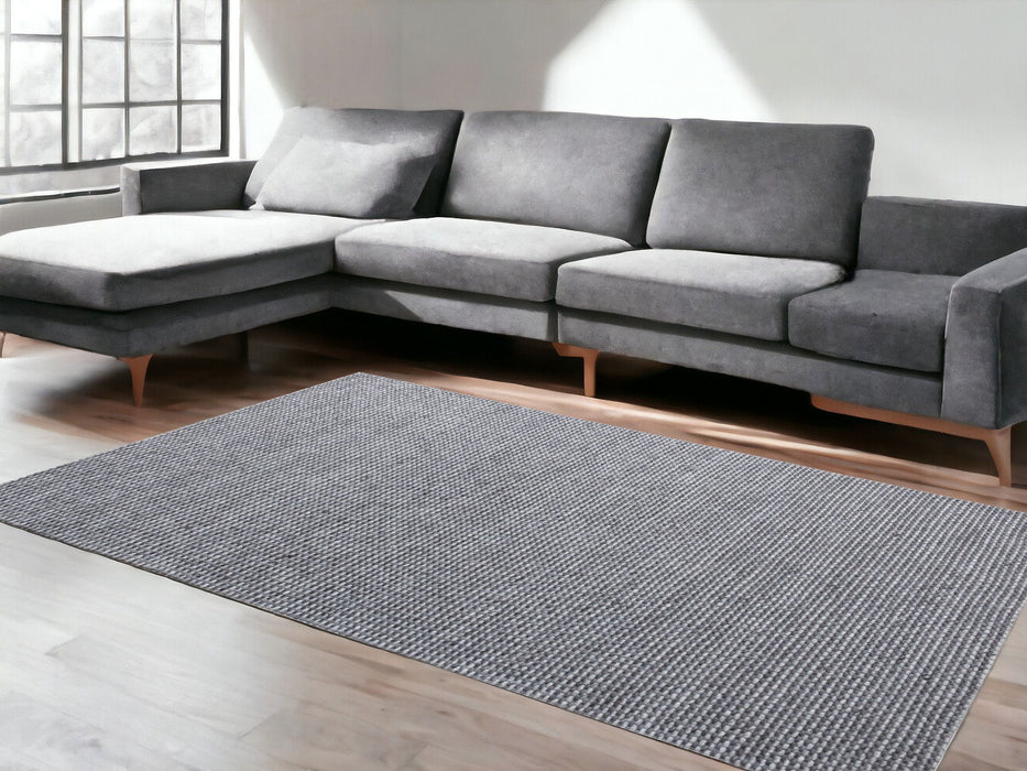 8' x 10' Striped Hand Woven Non Skid Area Rug - Gray And Silver