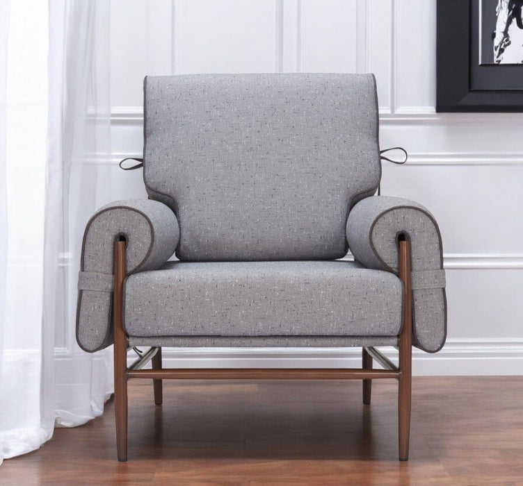 34" Upholstered Arm Chair - Gray / Brown