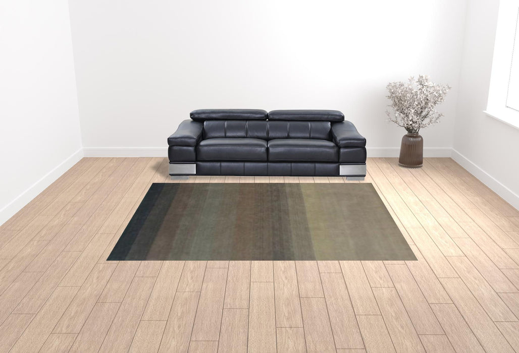 9' x 12' Hand Loomed Non Skid Area Rug - Indigo And Tan