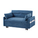 Giga sleeper sofa bed loveseat with adjustable backrest, storage pockets, two pillows, and USB ports for living room or bedroom use.