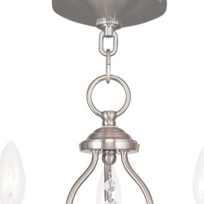 17" Three Light Metal Dimmable Chandelier With Shades - Nickel