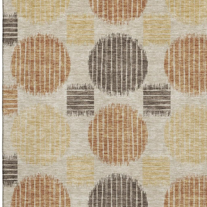 10' X 14' Geometric Washable Area Rug With UV Protection (671582) - Tan / Gold / Brown