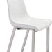 Set of two white and silver steel low back bar height chairs from HomeRoots, with sleek modern design and metal frames.