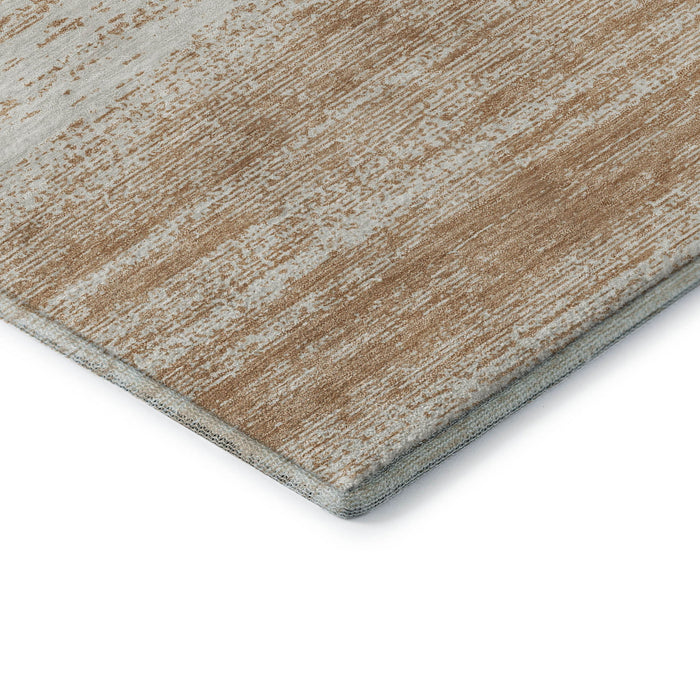 10' X 14' Striped Washable Area Rug With UV Protection (668113) - Copper / Ivory