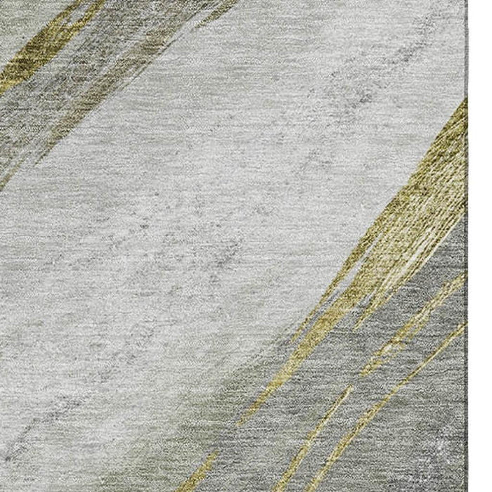 10' X 14' Abstract Washable Area Rug With UV Protection (715477) - Sage / Gray