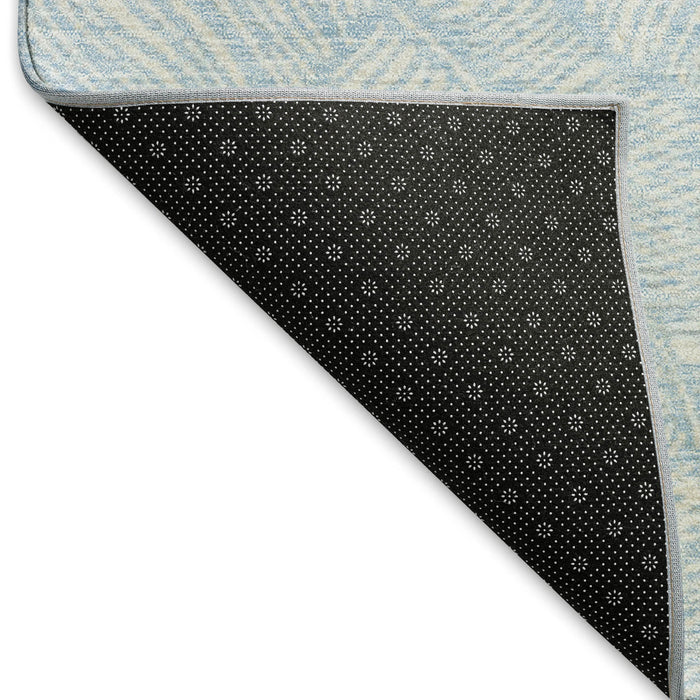 10' X 14' Floral Washable Area Rug With UV Protection (672641) - Sky Blue / Ivory