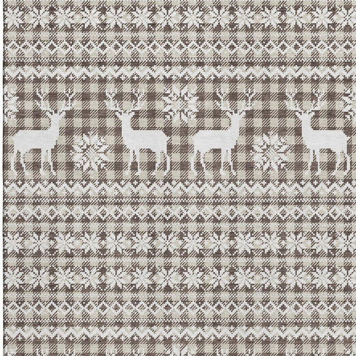 10' X 14' Abstract Geometric Washable Area Rug With UV Protection (701954) - Brown / Ivory
