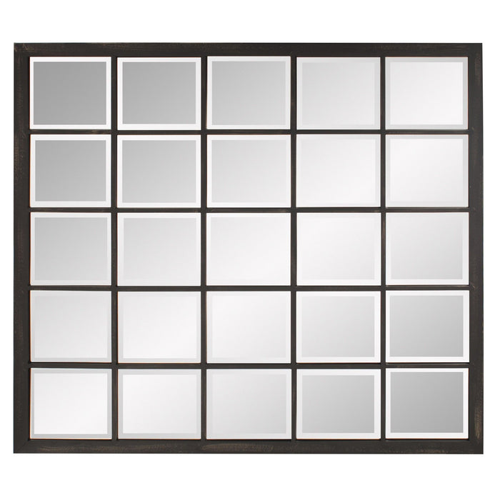 Rectangular Antique Finish Mirror With Beveled Edge - Black