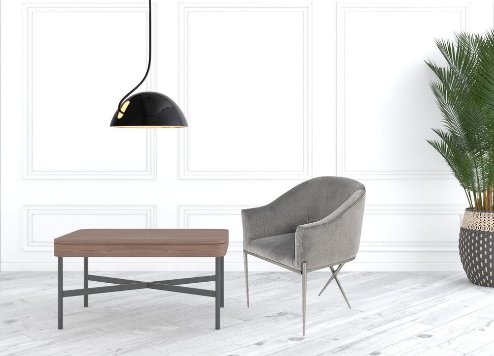 Velvet Solid Color Arm Chair - Gray And Silver