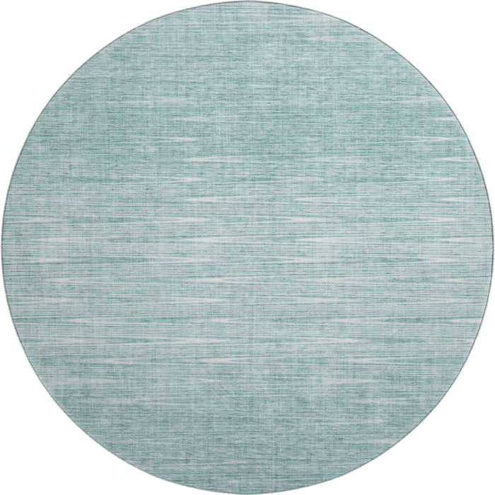 8' Abstract Washable Round Rug Polyester With UV Protection - Aqua And Teal