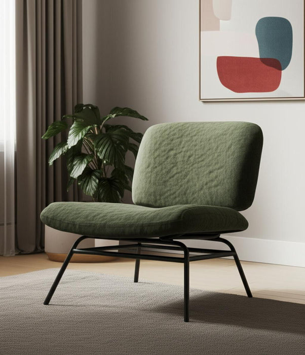 Chenille Metal Slipper Chair - Green / Black