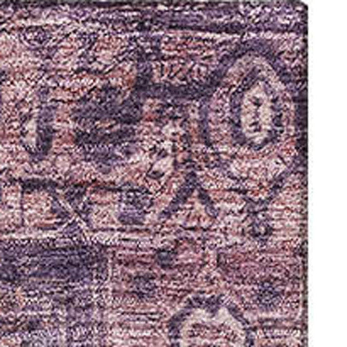 10' X 14' Oriental Washable Area Rug With UV Protection (692406) - Eggplant / Gold / Gray