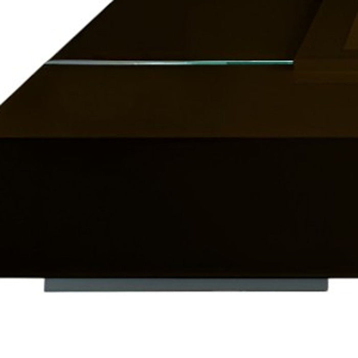 47" And Clear Wood And Glass Square Low Coffee Table - Brown