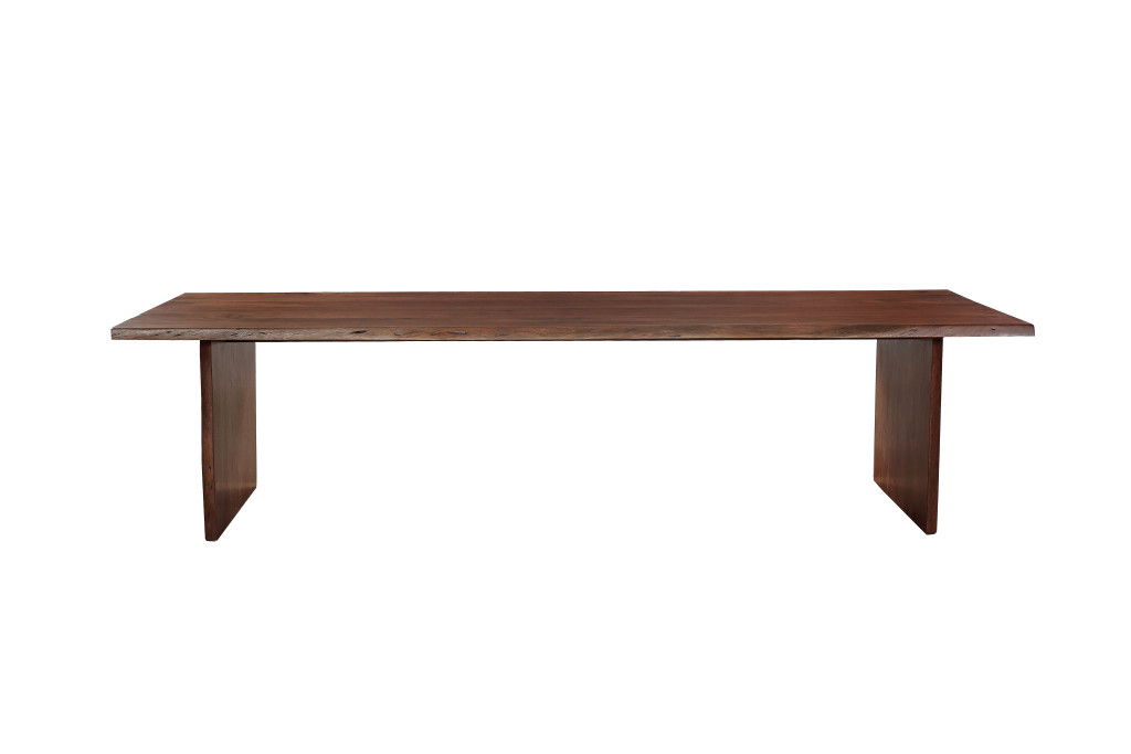 108" Solid Wood Live Edge Sled Base Dining Table - Brown