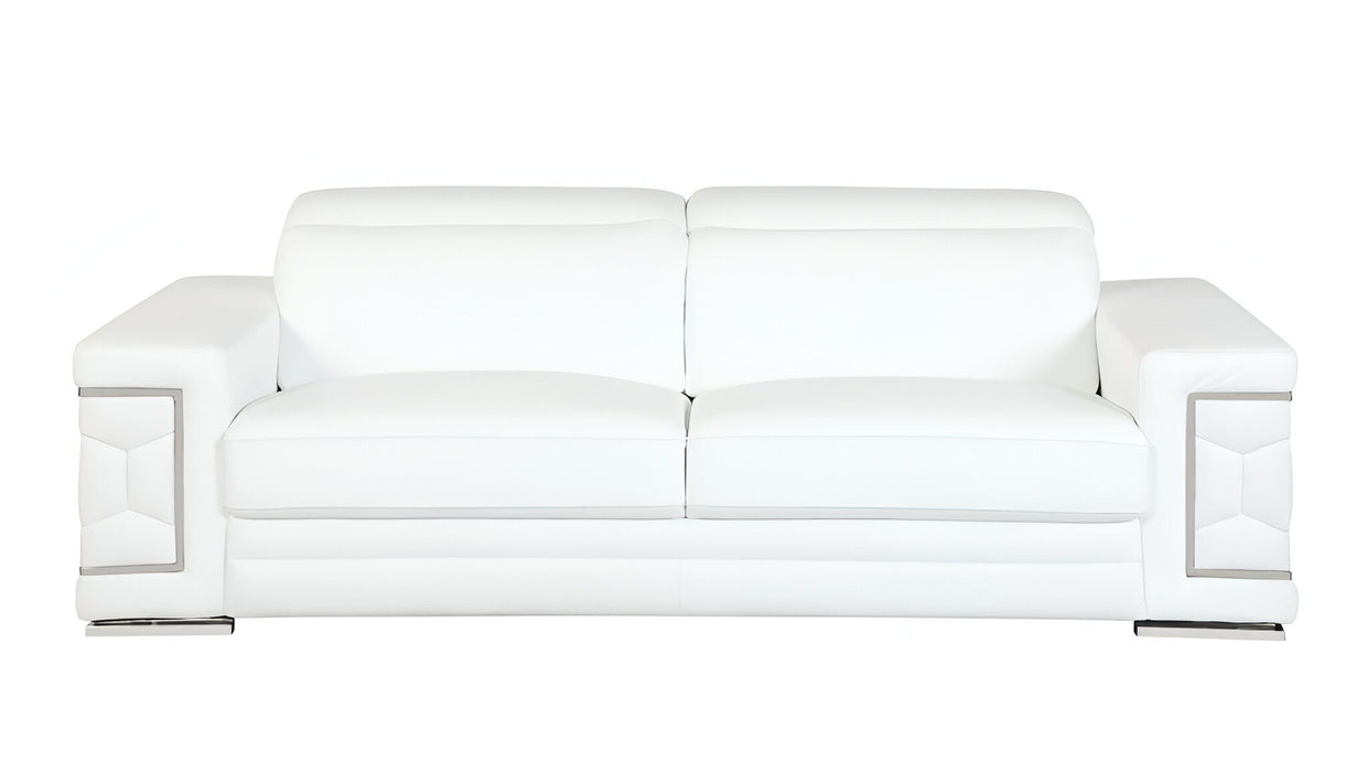 Silver Legs Sofa Italian Leather - White