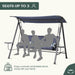 Blue steel 3 seater patio swing with canopy by Giga, featuring a sturdy frame and comfortable seating for outdoor relaxation.