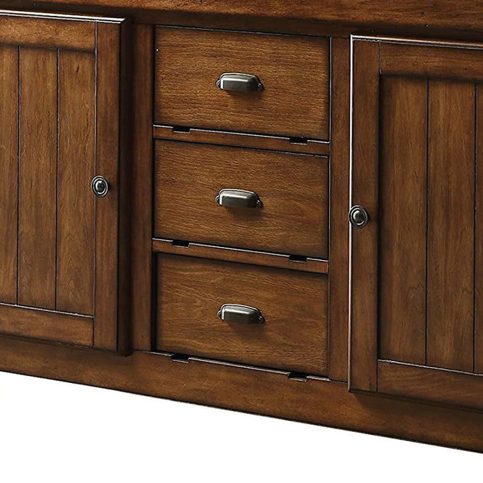 Rustic Farmhouse Warm Tobacco Rolling Kitchen Cart - Brown
