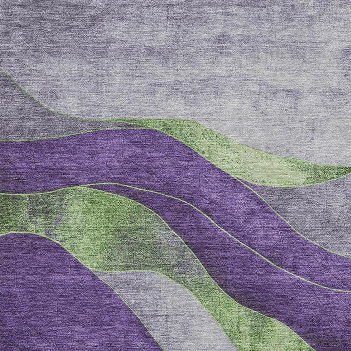 10' X 14' Abstract Washable Area Rug With UV Protection (707149) - Purple / Green