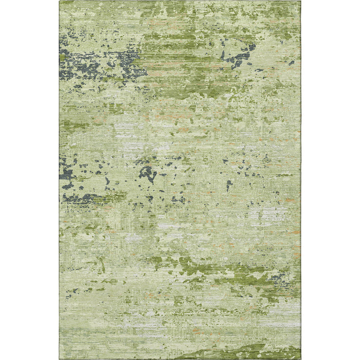 10' X 14' Abstract Washable Area Rug With UV Protection (693420) - Artichoke Green / Ivory / Charcoal