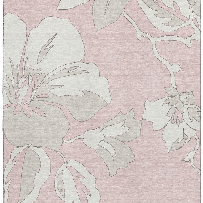 10' X 14' Floral Washable Area Rug With UV Protection (668011) - Pink / Ivory