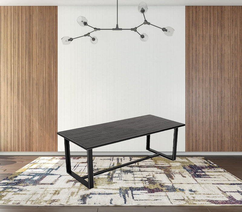 Solid Wood Metal Sled Base Dining Table - Black