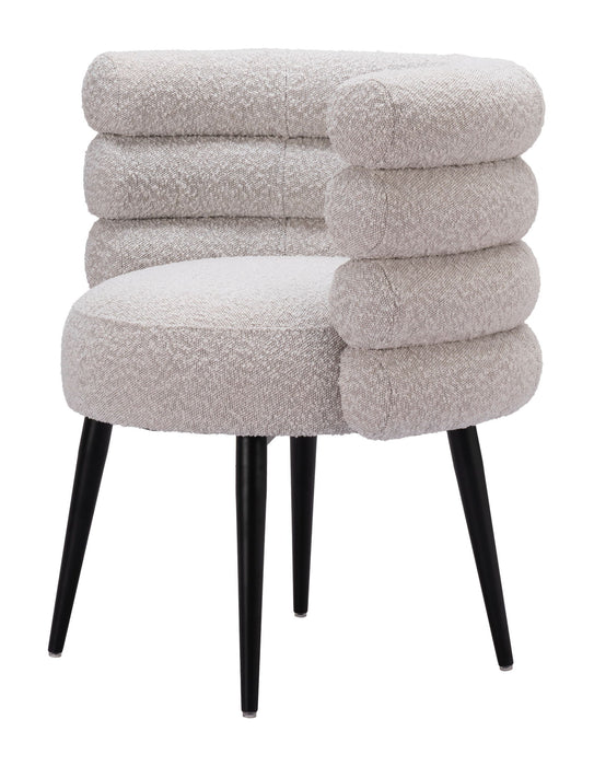 Upholstered Faux Fur Slat Back Dining Arm Chair - Gray / Black
