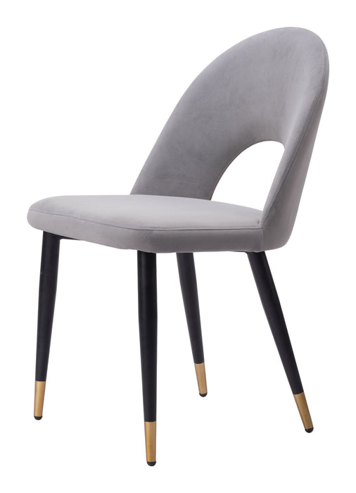 Upholstered Velvet Open Back Dining Side Chairs (Set of 2) - Gray / Black / Gold