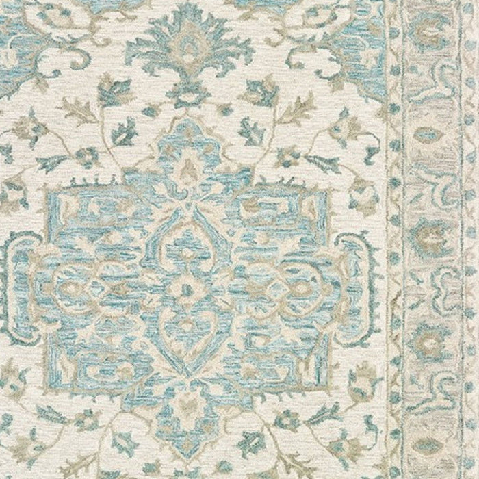 9' x 12' Medallion Area Rug - Turquoise And Cream