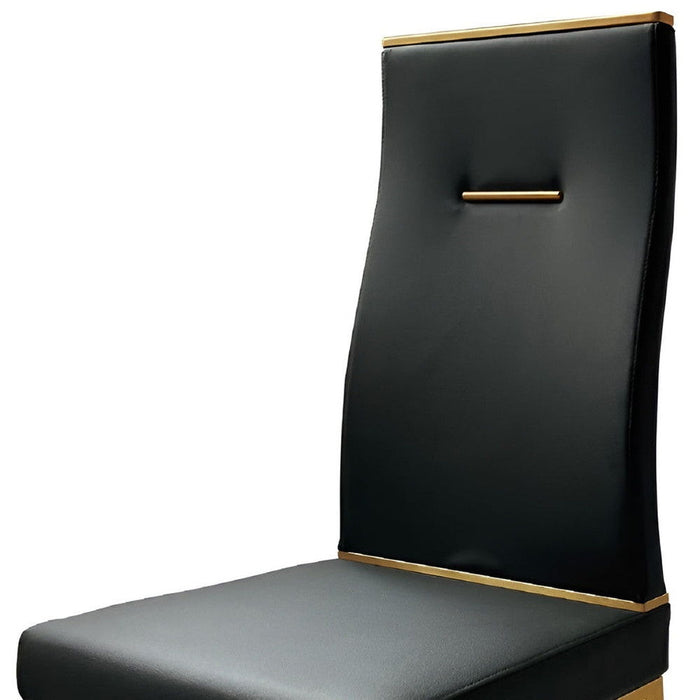 Upholstered Faux Leather Dining Side Chairs (Set of 4) - Black