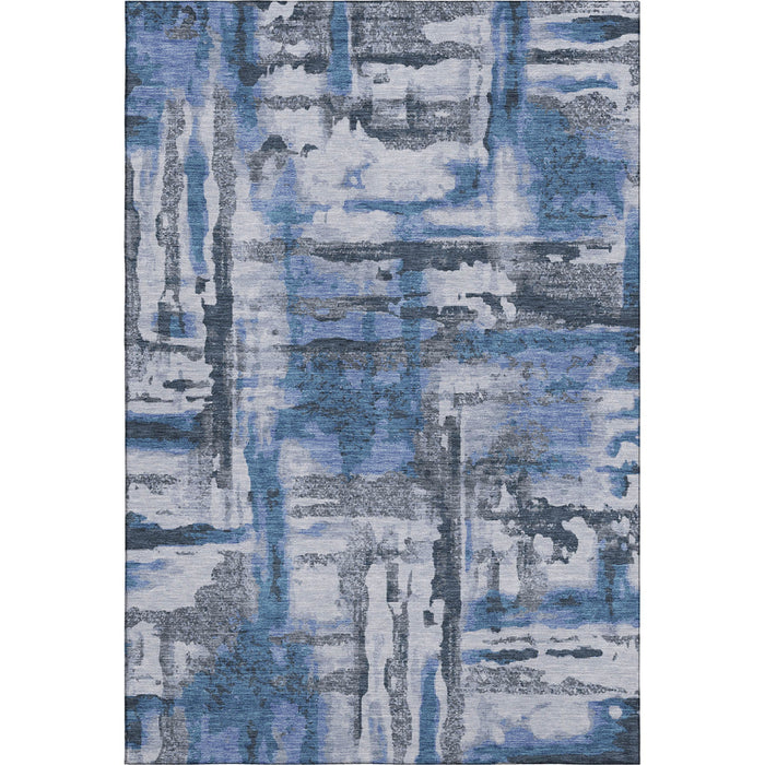10' X 14' Abstract Washable Area Rug With UV Protection (714631) - Blue / Gray