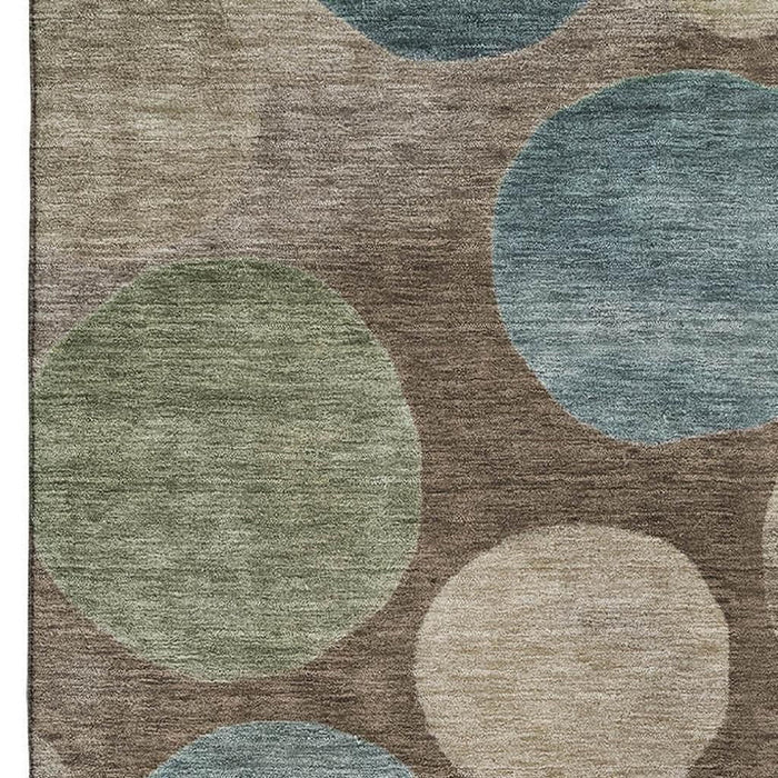 10' X 14' Geometric Washable Area Rug With UV Protection (716821) - Chocolate / Teal