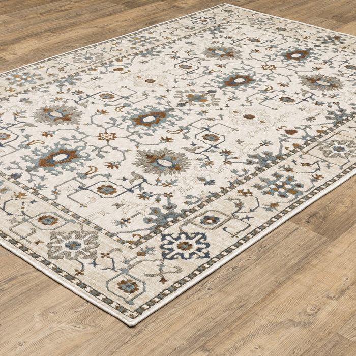 5' X 8' Burnt Oriental Area Rug - Ivory