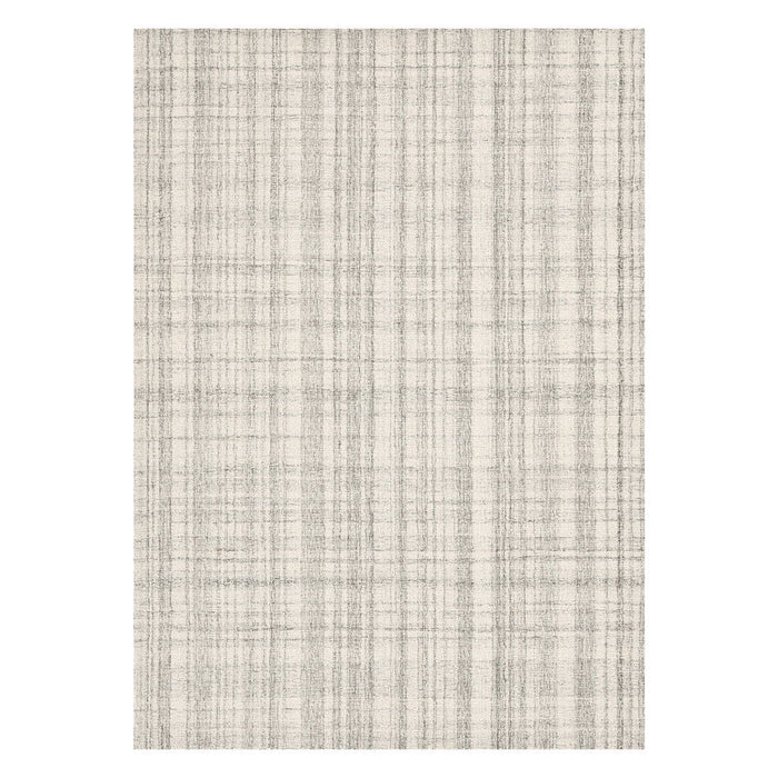 8' X 10' Wool Plaid Hand Tufted Area Rug - Ivory And Gray