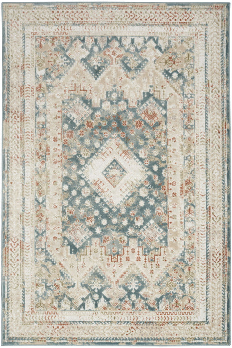 5' X 7' Oriental Non Skid Area Rug (550130) - Ivory / Green / Orange