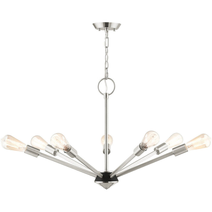 20'' Seven Light Dimmable Chandelier With Shades - Nickel