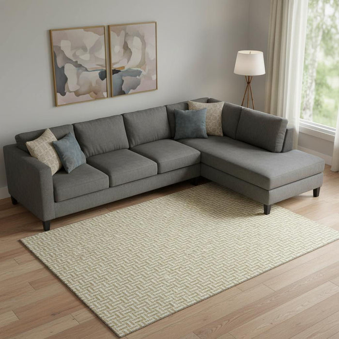 10' X 14' Geometric Washable Area Rug With UV Protection (672410) - Gold / Ivory