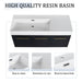 Modern Giga chestnut wall-mounted bathroom vanity with a left resin sink and storage rack in black chestnut finish.