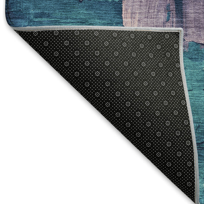 10' X 14' Abstract Washable Area Rug With UV Protection (693924) - Merlot / Gold / Blue / Purple
