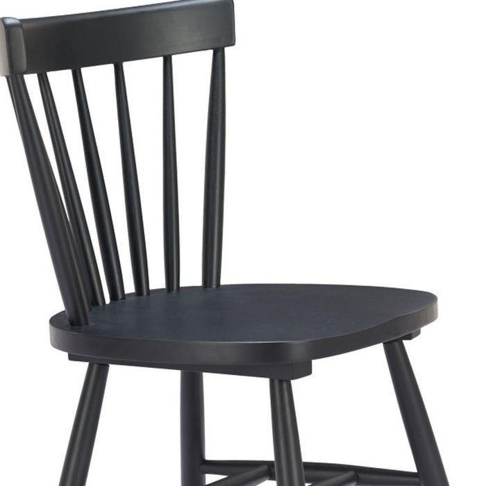 Solid Wood Slat Back Dining Side Chairs (Set of 2) - Black