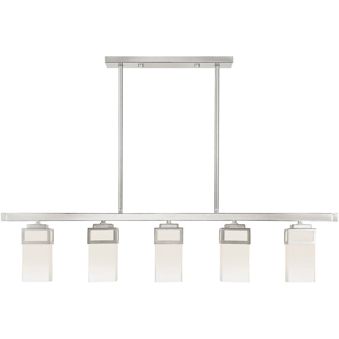 10" Five Light Dimmable Chandelier With Shades - Nickel
