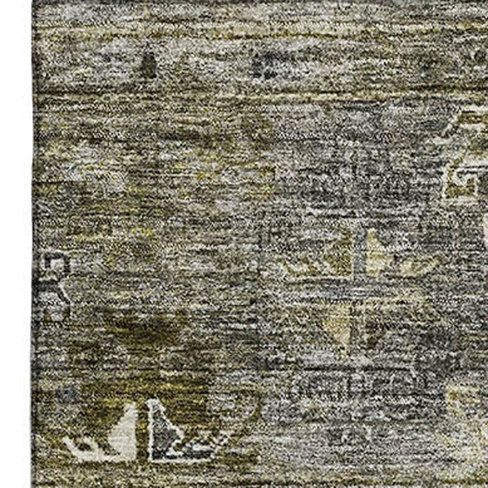 10' X 14' Tribal Washable Area Rug With UV Protection (688540) - Pewter / Olive Green / Beige