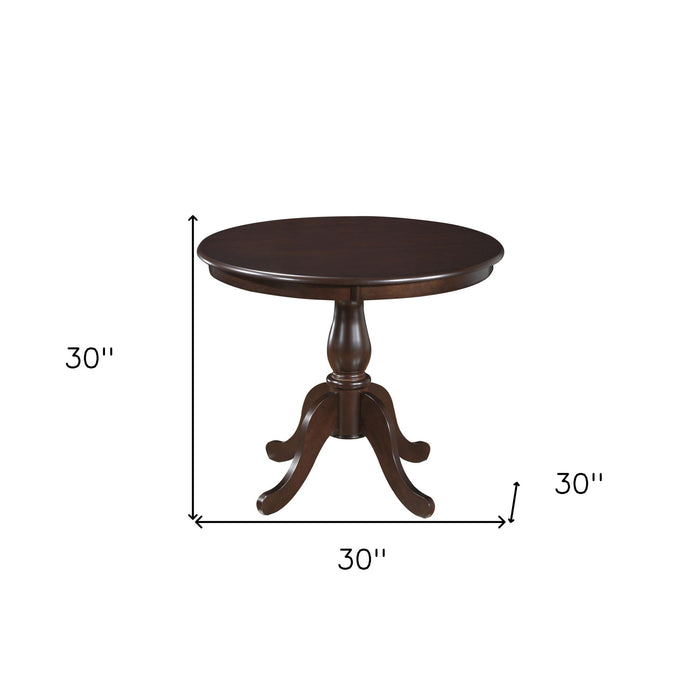 36" Rounded Solid Manufactured Wood And Solid Wood Pedestal Base Dining Table - Espresso