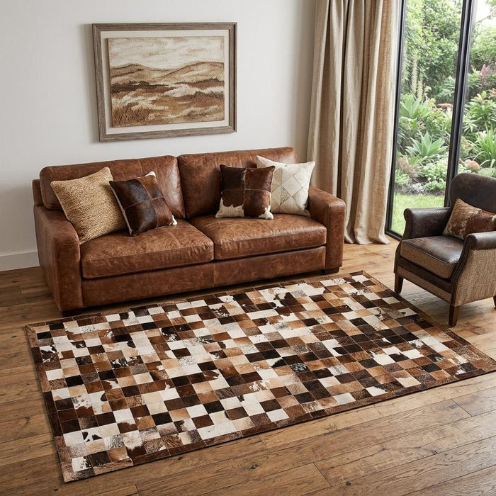 5' X 8' Cowhide Patchwork Area Rug (544485) - Brown