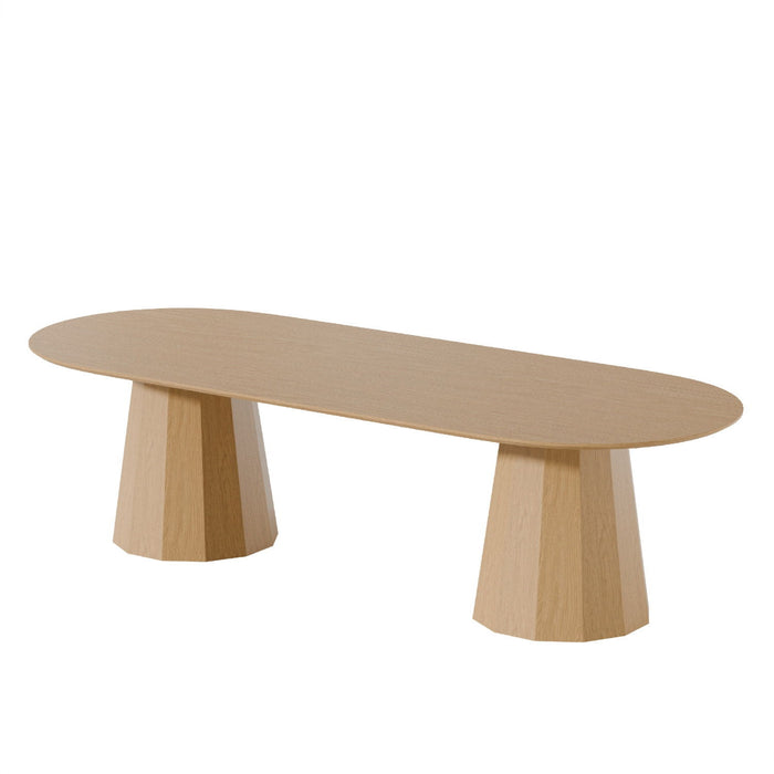 Wood Double Pedestal Base Oval Dining Table - Natural