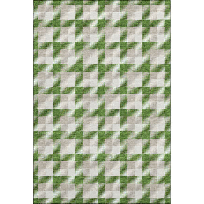 10' X 14' Plaid Washable Area Rug With UV Protection (682541) - Emerald / Beige / Ivory