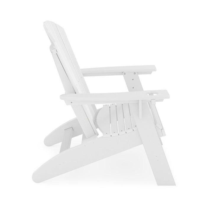 Giga Adirondack arm chair made of sturdy HDPE poly lumber, ideal for poolside, patio, or garden relaxation.