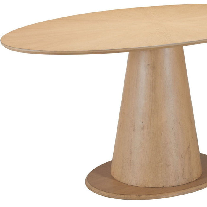 71" Wood And Solid Wood Oval Dining Table - Natural