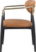 Black-legged Ronda vegan leather upholstered dining arm chair by Meridian Furniture, showcasing a modern, comfortable seating design.